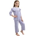 thumbnail image 2 of Conjuntos de ropa de casa para niños con cuello redondo y mangas voladoras, pijamas casuales y cómodos de color sólido, conjunto de dos piezas para niñas bebés, ropa con aire acondicionado, conjunto d, 2 of 5
