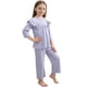 thumbnail image 2 of Conjuntos de ropa de casa para niños con cuello redondo y mangas voladoras, pijamas casuales y cómodos de color sólido, conjunto de dos piezas para niñas bebés, ropa con aire acondicionado, conjunto d, 2 of 5