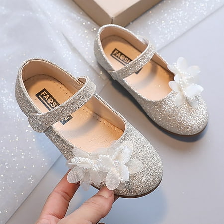 

kpoplk Toddler Shoes Boys Performance Dance Shoes For Girls Childrens Shoes Pearl Rhinestones Shining Kids Baby Girl Sandals(White)