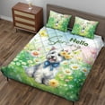 thumbnail image 3 of Scottish Terrier Hello Spring Time Flower Floral Nature Quilt Bedding Set Scottie Dog Lover Gifts 1 Blanket Bed Cover 2 Pillowcases - 02031, 3 of 5