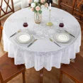 thumbnail image 3 of Mantel redondo de PVC impermeable a prueba de aceite, cubierta de mesa de café y té para decoración de fiesta de boda, diámetro de 152/180/200/210cm, 3 of 5