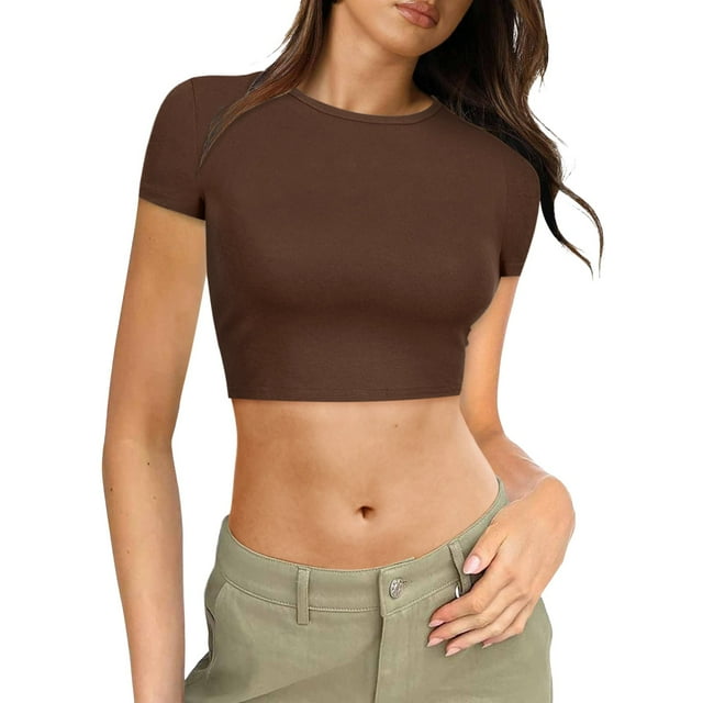 Chemises Décontractées à Imprimé pour Femmes, Col Rond, Manches Courtes, Polyester, pour Sorties d'Été