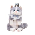thumbnail image 3 of Mochila con forma de gato, ligera, con bonitos dibujos de animales de peluche para viajar. Gris, 3 of 9