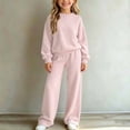 thumbnail image 4 of CYRBOKO 2 Piece Pullover Sweater Sets for Girls, Fall Winter Crew Neck Soft Long Sleeve Girls Clothes Pink Size 9-10 T, 4 of 5