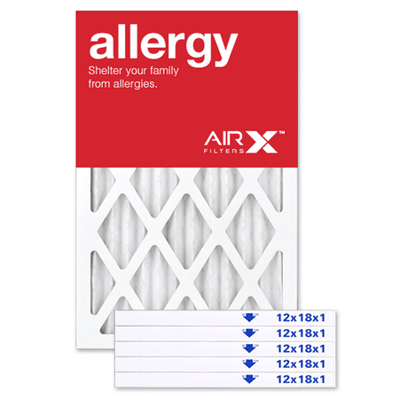 AIRx Filters Allergy 12x18x1 Air Filter MERV 11 AC Furnace Pleated Air Filter Replacement Box of 6, Made in the