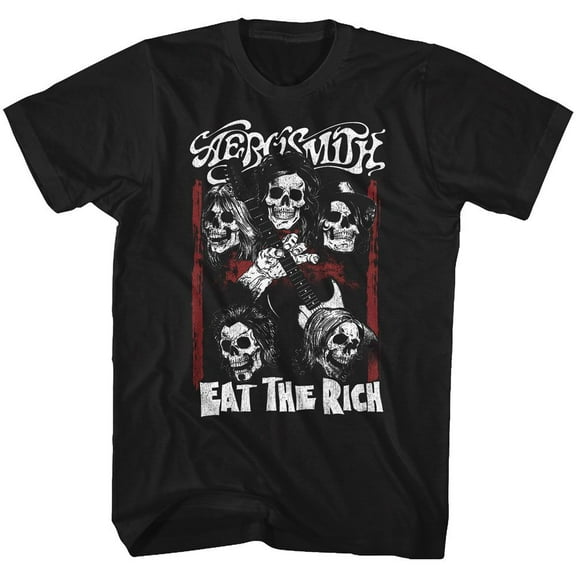 Aerosmith Eat The Rich Skull Black Adult T-Shirt 4Xl