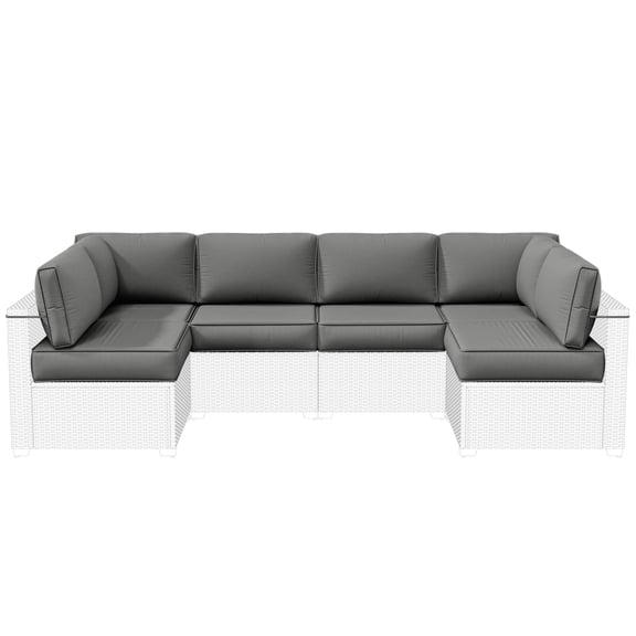 Pakunoda 14 Pieces Outdoor Replacement Cushions, 5" High-Density Foam Sectional Cushions Couch, 6 Seat Patio Conversation Sets for Rattan Wicker, Liner&Cover, Light Grey