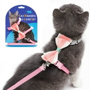 Cat Strap Cute Bowknot Escape Proof Cat Collar Leash Pet Leash Harness Set