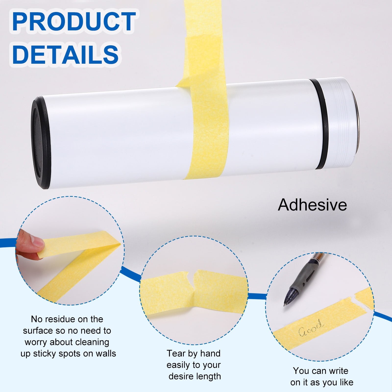 Uxcell Painters Tape, High Temperature Resistant Paint Masking Tape Adhesive for Wall Painting Craft Arts Decoration Drafting Yellow 2.99 Inch x 55 Yards