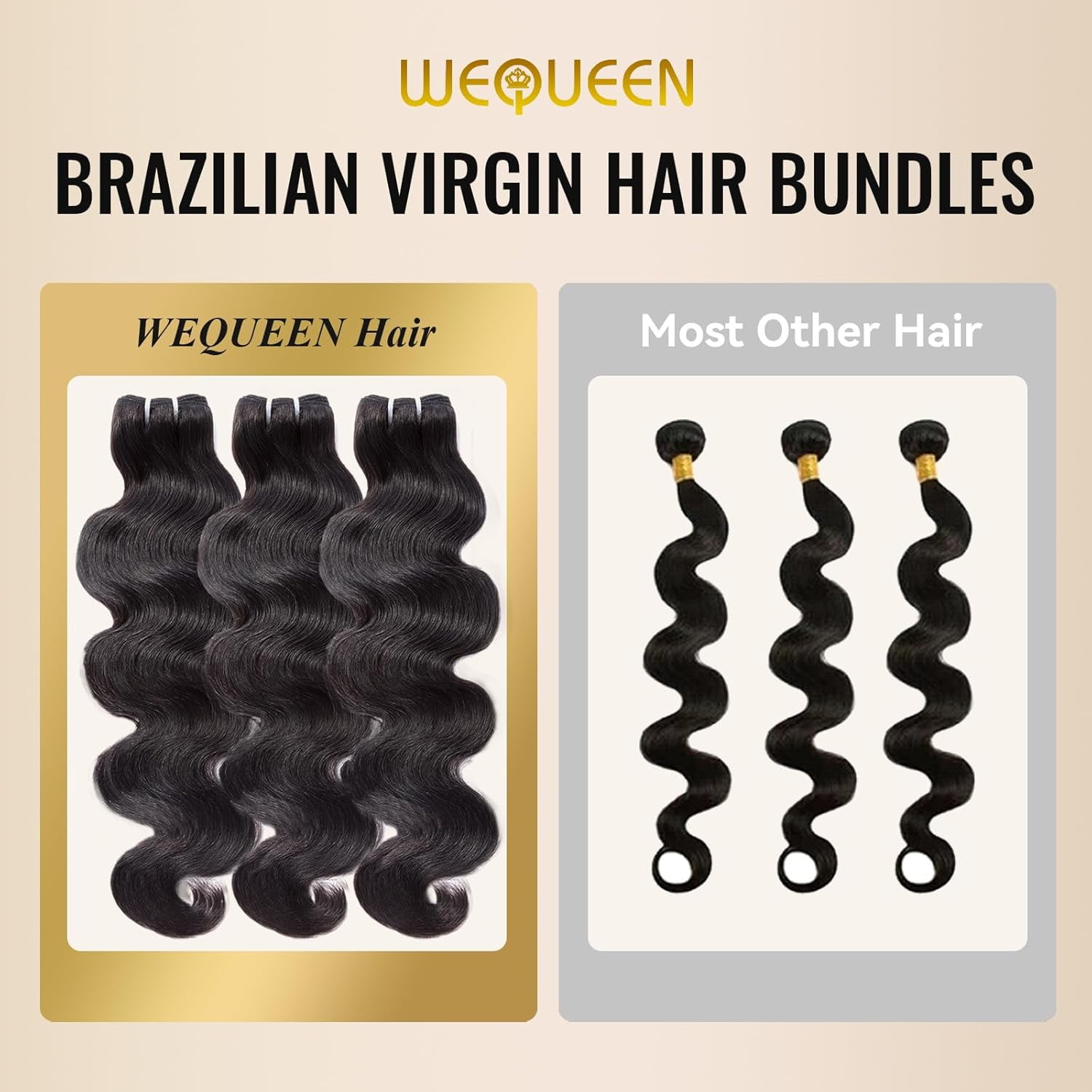 WEQUEEN 18 20 22 inch Body Wave 3 pcs Bundles Human Hair 16A Brazilian Virgin Hair Bundles Thick Weave Natural Black for Women