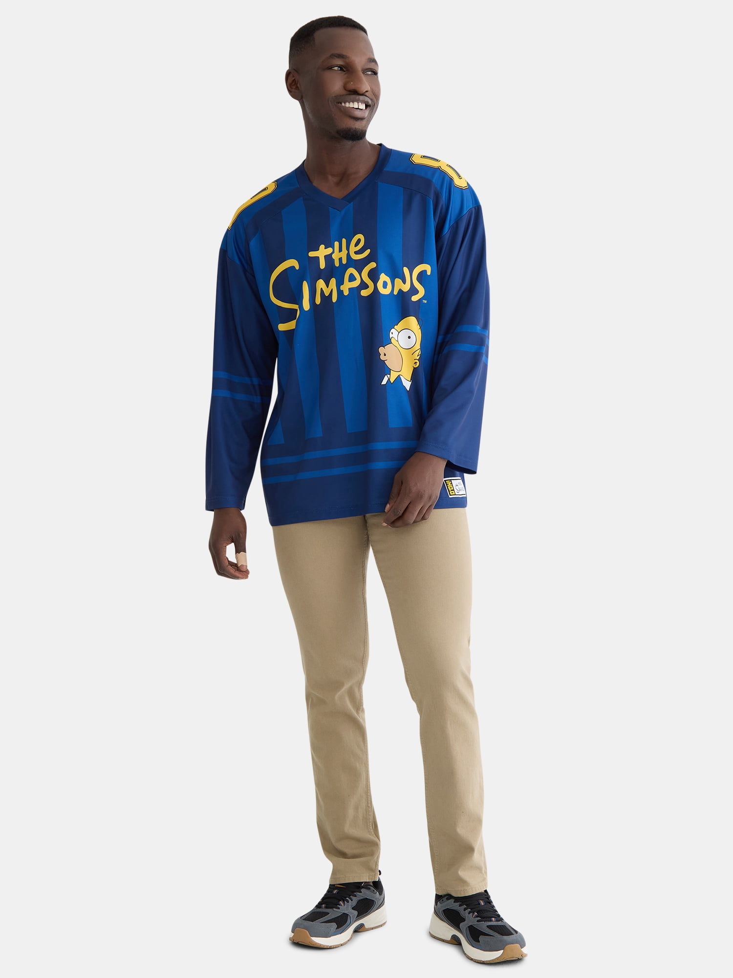 The Simpsons Men's & Big Men's Graphic Hockey Jersey with Long Sleeves, Sizes XS-3XL