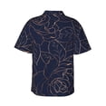 thumbnail image 3 of Easygdp Copper-Gold Gloss Outline Navy Dark Blue Men'S Summer Casual Short Sleeve,Short Sleeve Button-Down Shirt, Lapel Loose Breathable Hawaiian Short Sleeve - Medium, 3 of 9