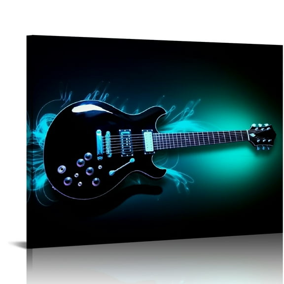ONETECH  Music Decor Guitar Wall Art Music Studio Decor Musical Instrument Picture Framed Canvas Prints, 20x16in