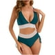 thumbnail image 2 of Trajes de baño Amzcrzy Tankini para mujer, bikini de control de abdomen, bikini de mujer, traje de baño de color dividido con cordón, traje de baño abdominal fruncido verde, S, 2 of 9