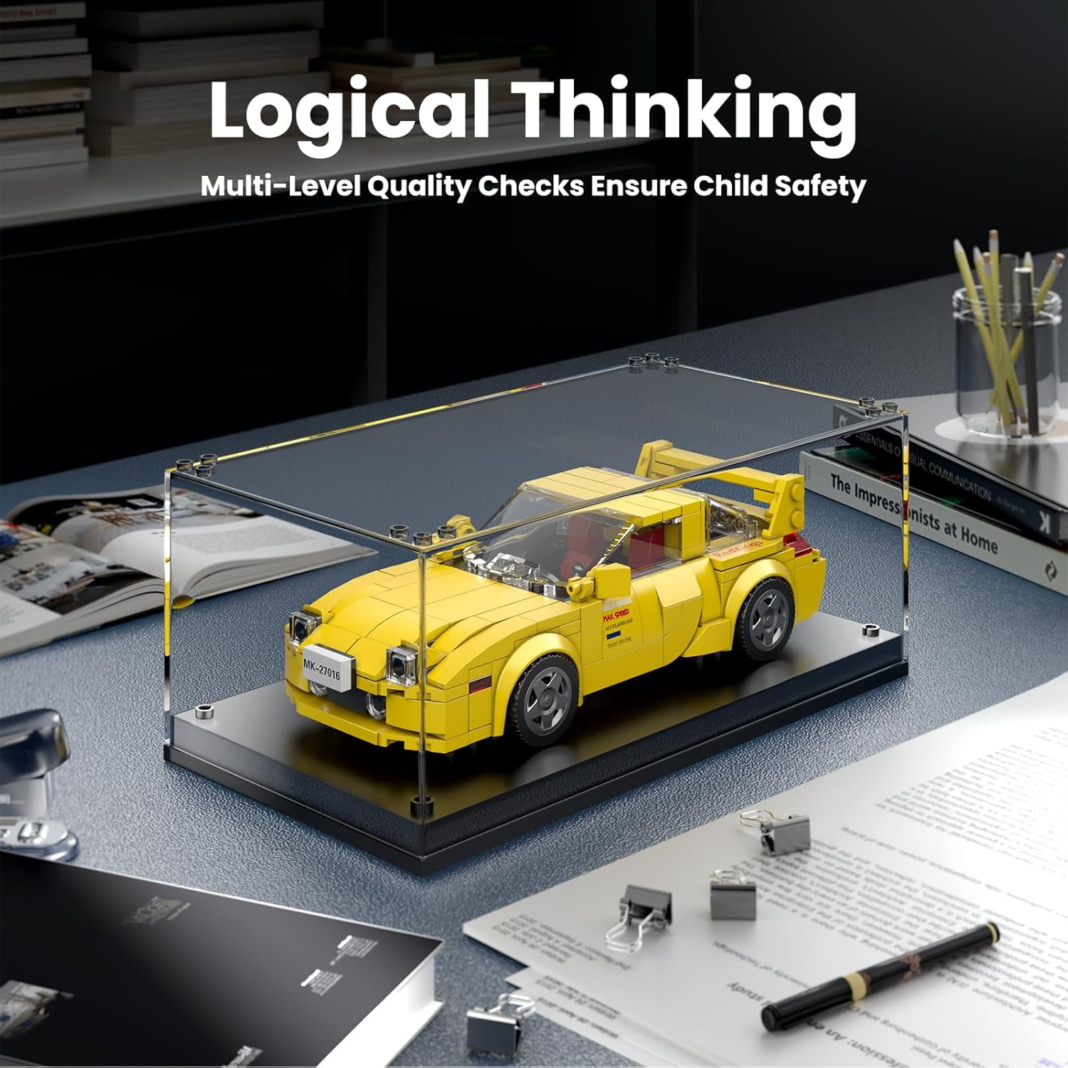 Ylutex Initial D RX-7 Model Car Building Blocks with Display Case, 27016 Model Car Building Block Kits Speed Champion Building Building Kits for Adults (329 PCS)