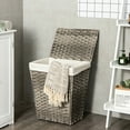 thumbnail image 3 of Gymax Handwoven Laundry Hamper Foldable w/Removable Liner, Lid & Handles Grey, 3 of 10