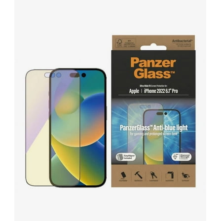 PanzerGlass Screen Protector for iPhone 14 Pro with Anti-blue Light, Clear