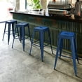 thumbnail image 4 of BizChair Commercial Grade 30" High Backless Distressed Antique Blue Metal Indoor-Outdoor Barstool, 4 of 9