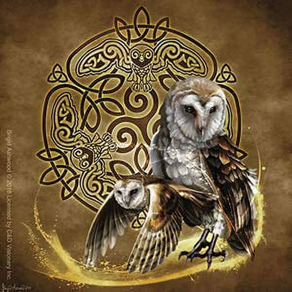 BRIGID ASHWOOD, Celtic Owl STICKER - Licensed Original Artwork DECAL, 4" x 4"