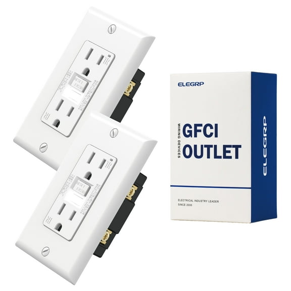 GFCI Outlet w/Nightlight, 15 Amp Self-Test GFI Electrical Outlet, Thinner Design, Tamper Resistant GFCI Receptacle, Ground Fault Receptacle w/Screw Wall Plate, UL Listed, White