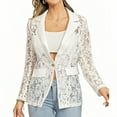 thumbnail image 5 of OGLCCG Women's Floral Lace Jacket Mesh One Button Lapel Neck Long Sleeve Elegant Jacket Blazer Casual Fashion Slim Fit Jacket, 5 of 8