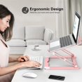 thumbnail image 3 of Support Ordinateur Portable pour Bureau, Support Ordinateur Portable Réglable Support Ordinateur Portable Riser avec Hauteur Multi-Angle Réglable Ordinateur Stand pour MacBook Air / Pro et Plus d'Ordinateurs Portables 10-17.3"-Rose Or, 3 of 5