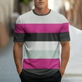 thumbnail image 2 of Wyobmus Mens Summer Striped Tops Casual Color Blocked Tshirt Short Sleeve Round Neck Workout Gym Tee Shirts M-3X B-Hot Pink, 2 of 5