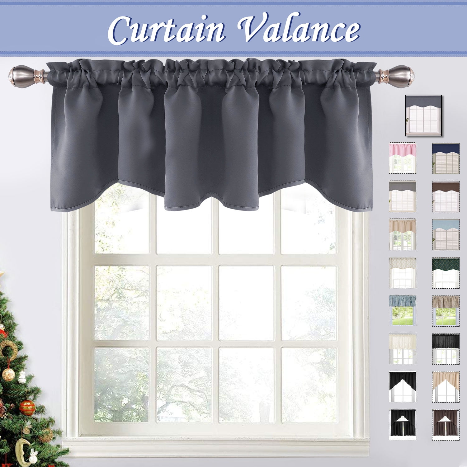 ECLIPSE 42" x 21" Short Valance Small Window Curtain Bathroom Charcoal Gray 