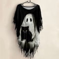 thumbnail image 4 of HNMKIU Womens Shawl Women’s Halloween Print Smock Cape Top Flowing Batwing Sleeve Unlined Oversized Shawl Wraps White,XXXL, 4 of 5
