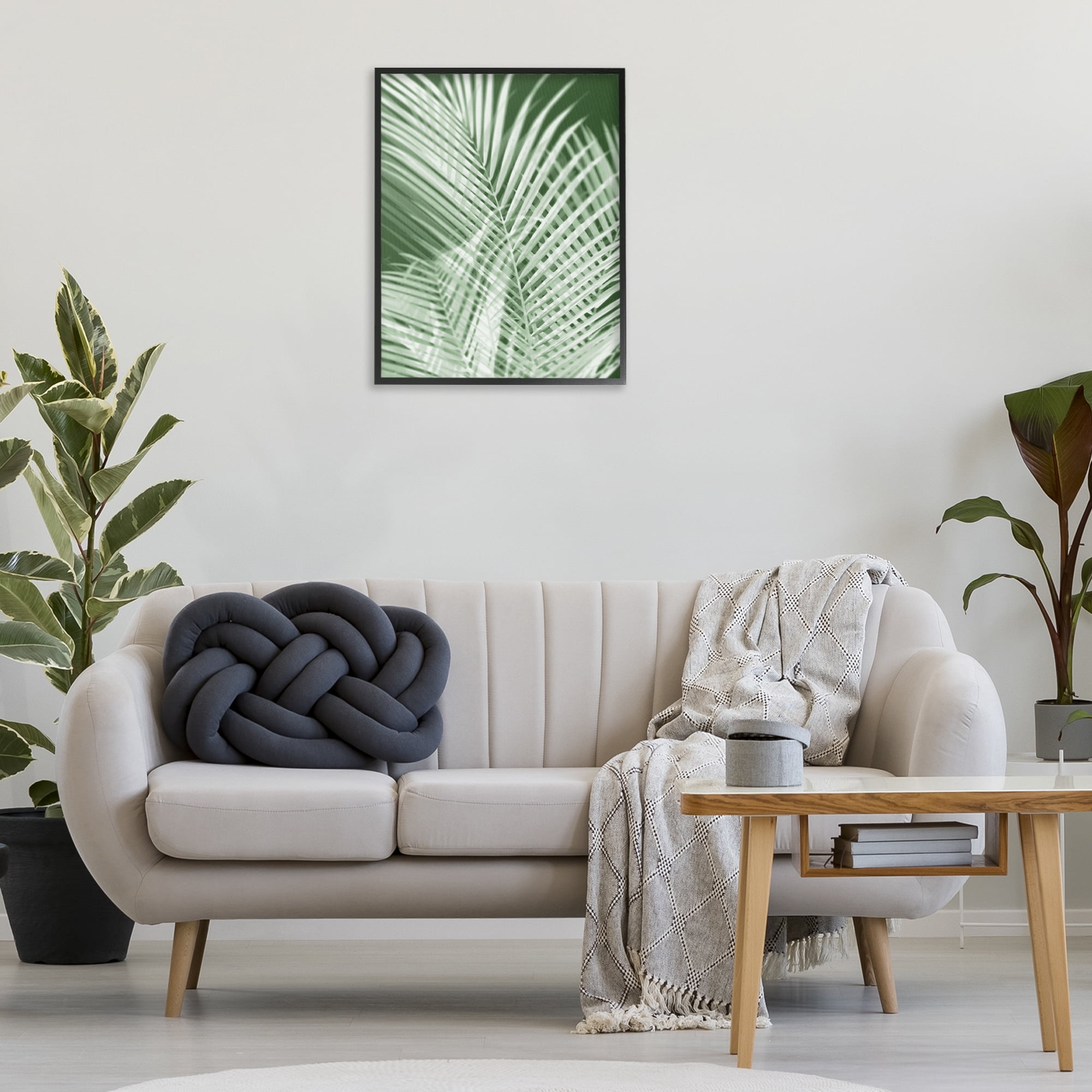 Stupell Industries Green Palm Leaves Botanical & Floral Painting Black Framed Art Print Wall Art, 24 x 30