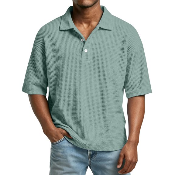 Lumtrix Short Sleeve Polo Shirts For Men Big And Tall Golf Shirt Casual Collared Lightweight T Shirts Waffle Knit Tops Mint Green L
