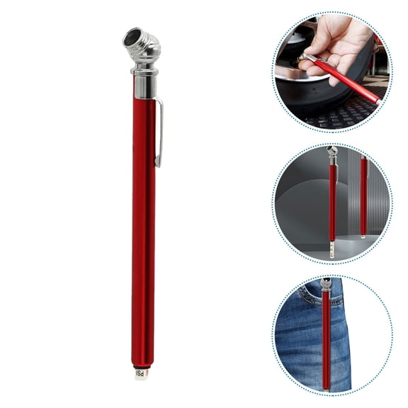 Pretyzoom Compact Red Tire Pressure Gauge for Cars Accurate Mechanical Measurement Stainless Steel Plastic 10120PSI