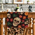 thumbnail image 4 of Mantel de lino con diseño de calavera de azúcar mexicana para el hogar, la cocina y el comedor (13 x 72 pulgadas), 4 of 5