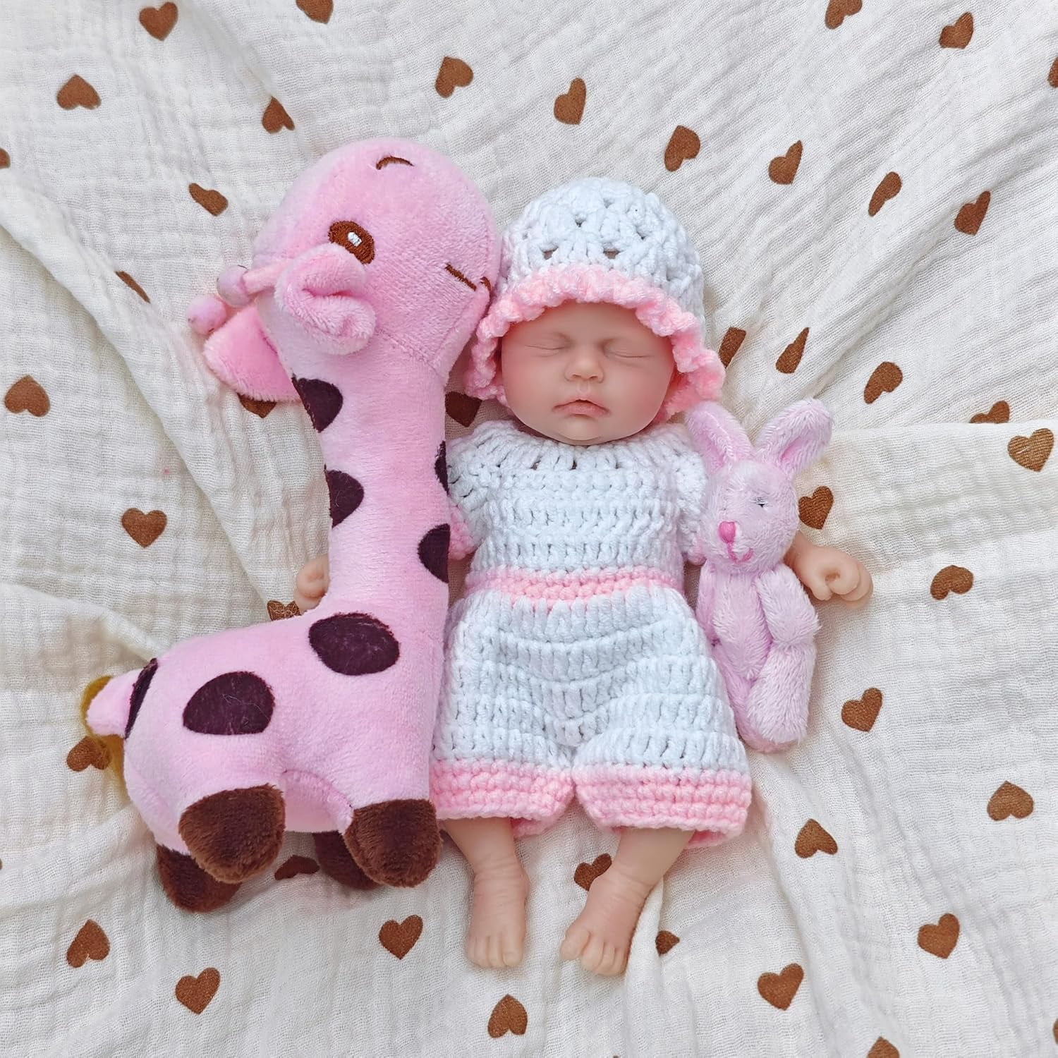 NEWTOTLOVE Micro Full Body Platinum Silicone Reborn Baby Doll 7 Inch Looking Real Baby Miniature Lifelike Sleeping Eyes Closed Baby Girl Realistic Newborn Baby Doll with Gift Box