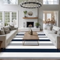 thumbnail image 4 of Navy Blue Gray Striped Large Area Rugs for Bedroom Living Room, Soft Non Slip Carpet Bedside Rug, Farmhouse Stripe Art Rectangular Floor Cover Kitchen Accent Rug 5'x7' for Dining Room/Office, 4 of 9