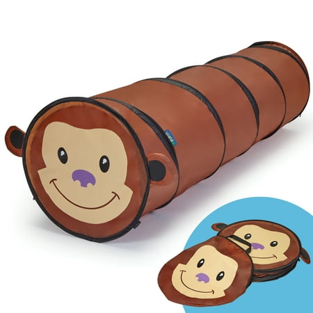 GigaTent Pop Up 6 Feet long Monkey Play Tunnel For Pets & Kids Polyester Crawl Tube,Brown