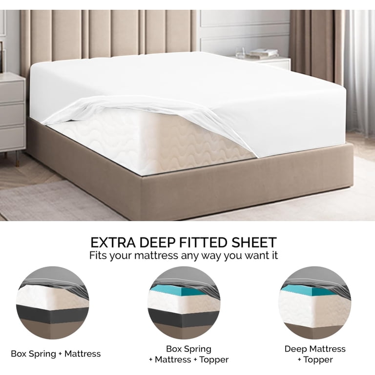 CGK Linens Extra Deep Pocket Fitted Sheet, Twin XL, White photo 4