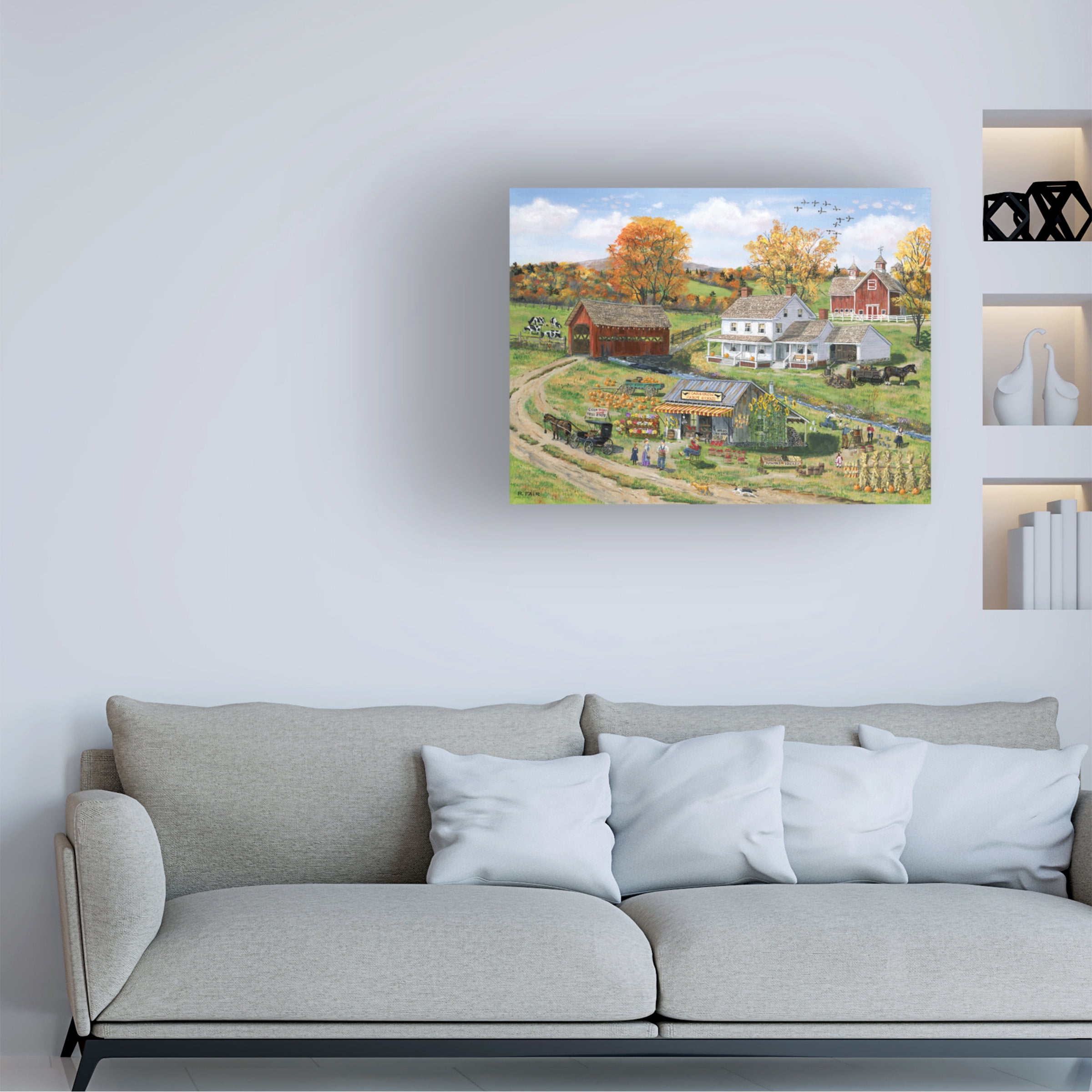 Trademark Fine Art 'Scarecrow Farm Stand' Canvas Art by Bob Fair