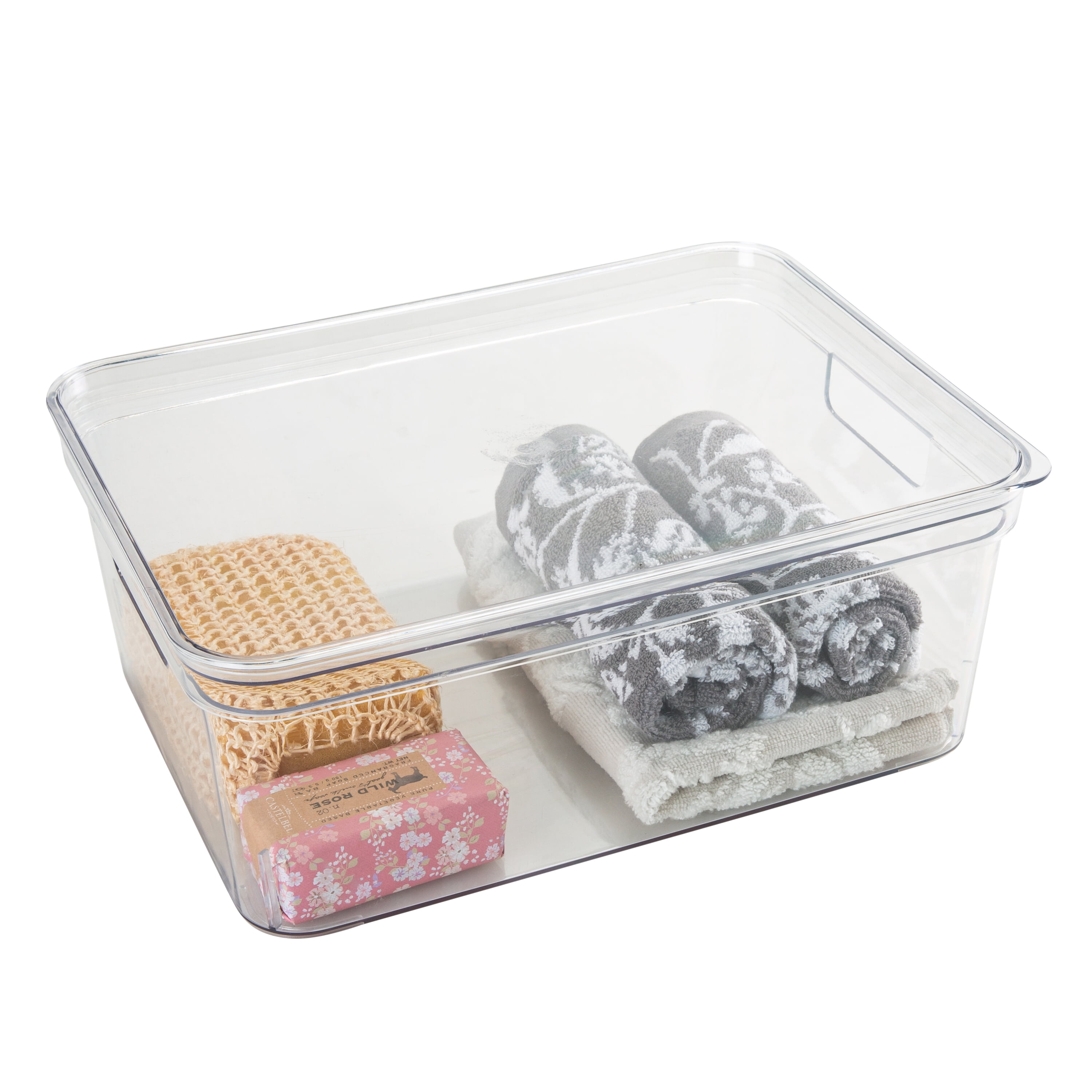 Simplify 2 Pack Medium Lidded Plastic Storage Bin, Clear