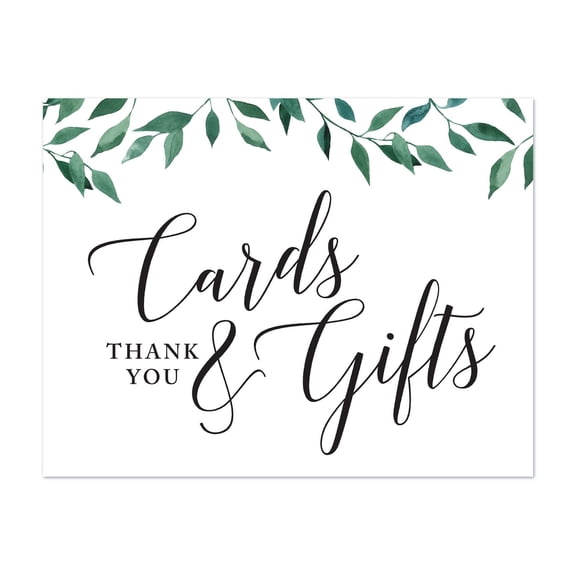 Koyal Wholesale Wedding Party Signs, Natural Greenery, Cards and Gifts Thank You, 1-Pack