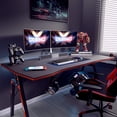 thumbnail image 3 of DESINO 55" Gaming Desk  with Cup Holder and Headphone Hook, Black Finish, 3 of 6