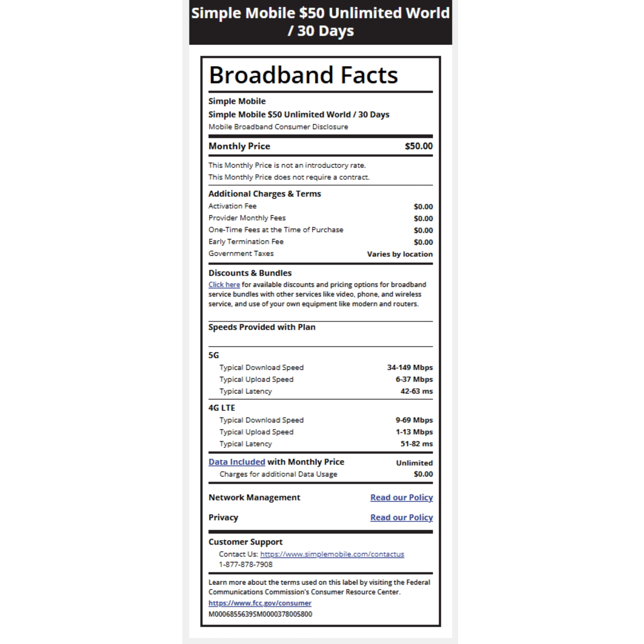 Simple Mobile $75 Unlimited World 2-Line 30-Day Prepaid plan + 5GB of Mobile Hotspot per Line e-PIN Top Up (Email Delivery)
