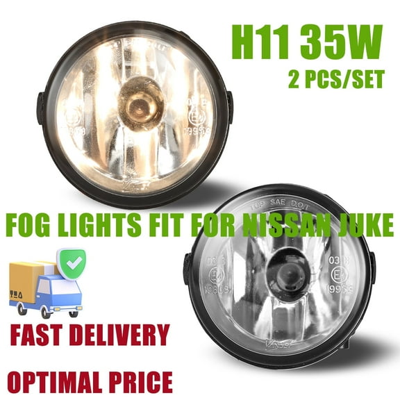 Fog Lights Fit for Nissan Juke Series Clear Glass Lens W/H11 35W Replace OEM Lens