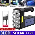 thumbnail image 1 of Camping Accessories Rechargeable 8 LED Handheld Solar Flashlight With COB Sidelight High Lumens 3 Modes Searchlight Portable Lightweight Waterproof For Fishing Outdoor Christmas, 1 of 7