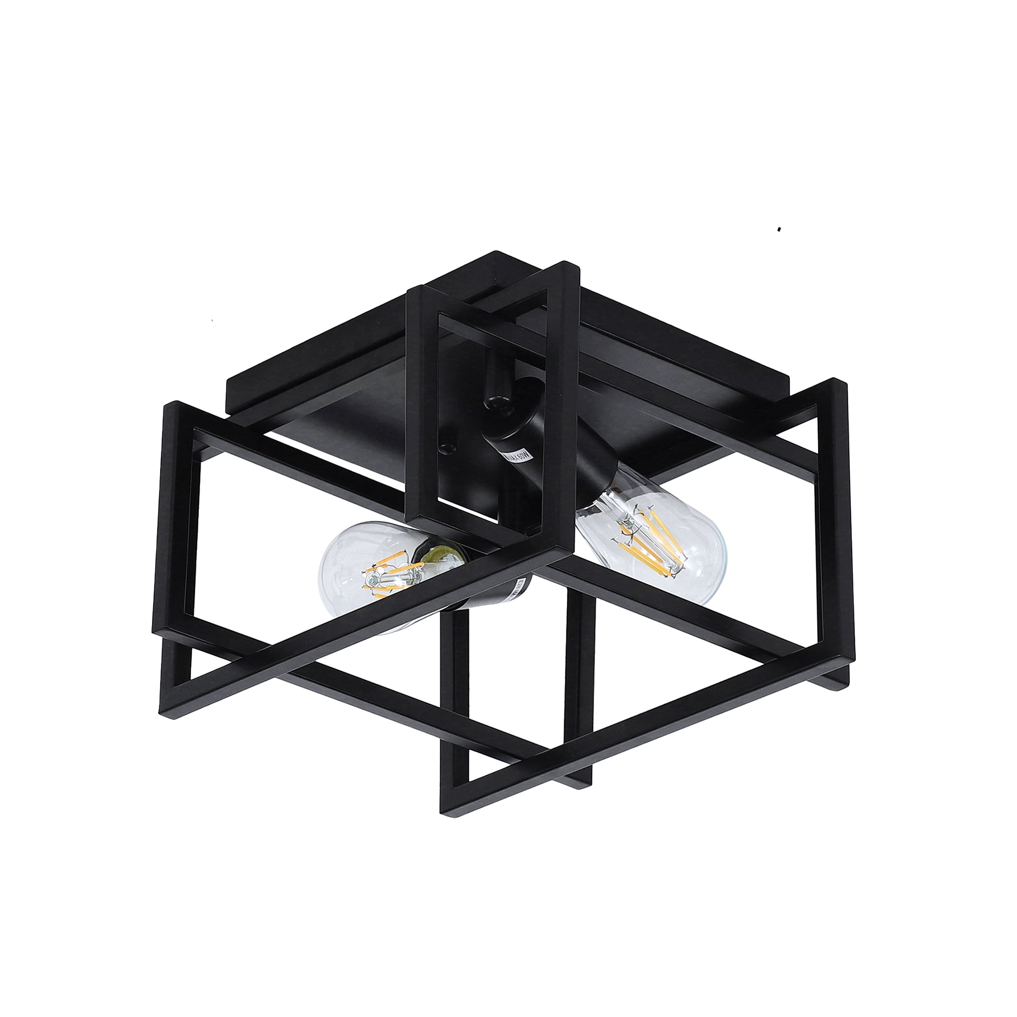 FAFIAR 2Light Flush Mount Ceiling Light Fixture Industrial Black Metal