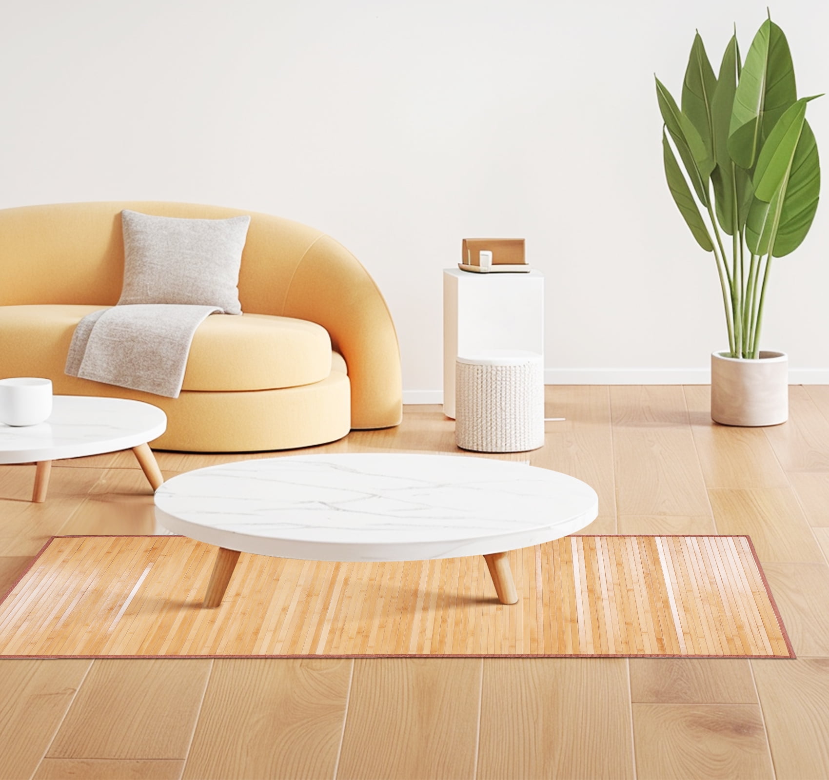 WANLISELL Natural Bamboo Area Rug, 29.5'' x 79'' Non Slip Bamboo Floor Mat, Easy Cleaning Bamboo Bathroom Mat Kitchen Floor Runner