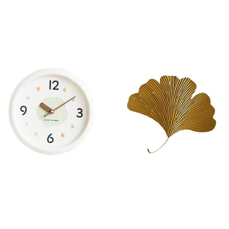 deevoka Modern Wrought Iron Wall Clock with Ginkgo Leaves Design Quiet No Ticking Large Numerals Decorative Sculpture for Home Office Study Room Living Room D