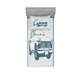 thumbnail image 2 of Ambesonne Retro Fitted Sheet & Pillow Sham Set, Vintage Car Silhouette Art, Full, Slate Blue and Pale Blue, 2 of 3