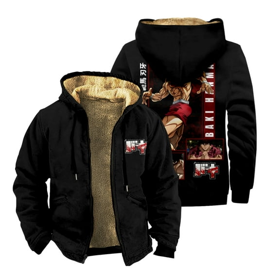 Baki Hanma Zipper Hoodies Cosplay 3D Jackets Men Women Thick Sweatshirt Harajuku Coat