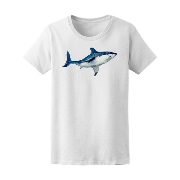Watercolor Blue And White Shark Tee Women's -Image by Shutterstock
